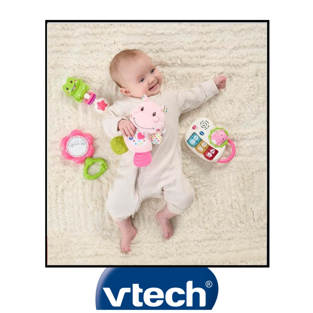 Lacara baby model playing with tech toys